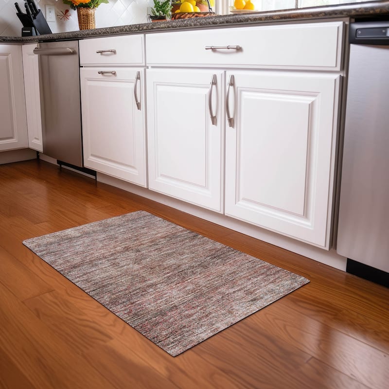 Machine Washable Indoor/ Outdoor Ombre Chantille Rug - Coral - 1'8" x 2'6"