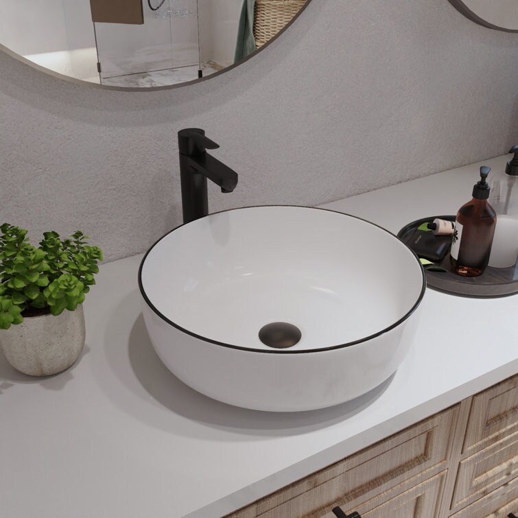 DeerValley Symmetry 16'' White Ceramic Round Vessel Bathroom Sink - On Sale  - Bed Bath & Beyond - 37572833