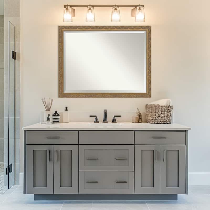Filigree Beveled Framed Bathroom Vanity Wall Mirror