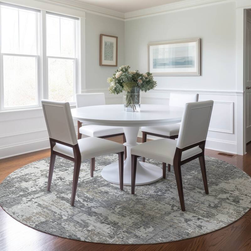 Machine Washable Indoor/ Outdoor Abstract Chantille Rug