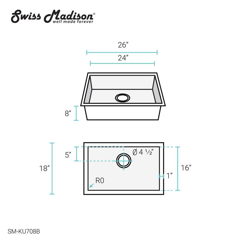 Swiss Madison Plaisir 26" Undermount Single Basin Stainless Steel