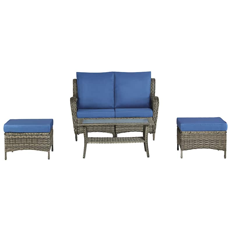 Outdoor Rattan Sectional Sofa Set With Ottoman