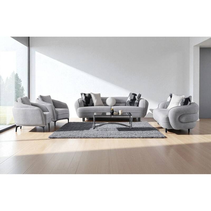 Marsi 4 Pieces Living Room Sets 1 Sofa 1 Loveseat 2 Chair - Light Grey