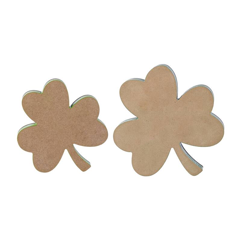 Glitzhome Set of 2 St. Patrick's Wooden Shamrock Table Decor