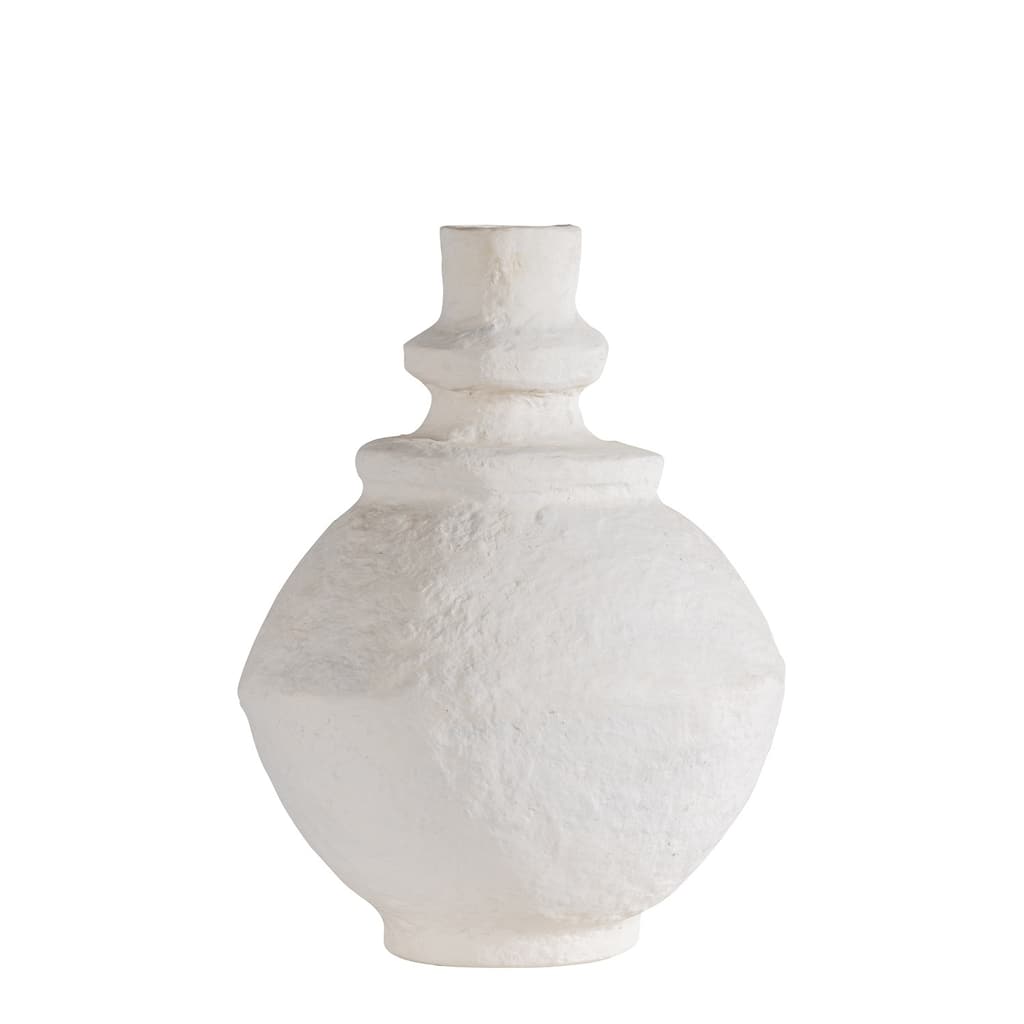 Paper Mache Vase Dia 13.8" & H 17.5" - OFF-WHITE