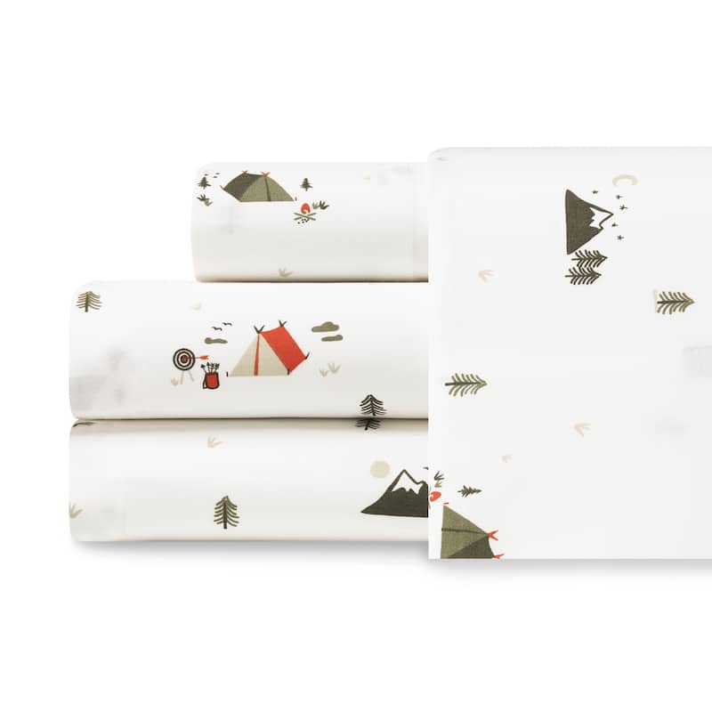 Eddie Bauer Printed Cotton Percale Deep Pocket Sheet Set - King - Cascade Camping