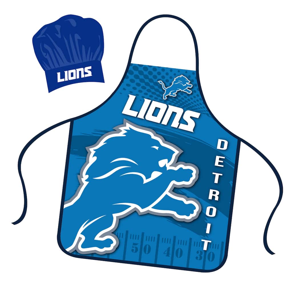 NFL Apron & Chef Hat Set, with Large Team Logo - Detroit Lions - 31" x 25"