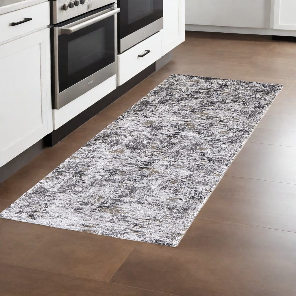 Vala Power Loomed Distressed Abstract Modern Stain Resistant Area Rug By HomeRoots - 8' Runner
