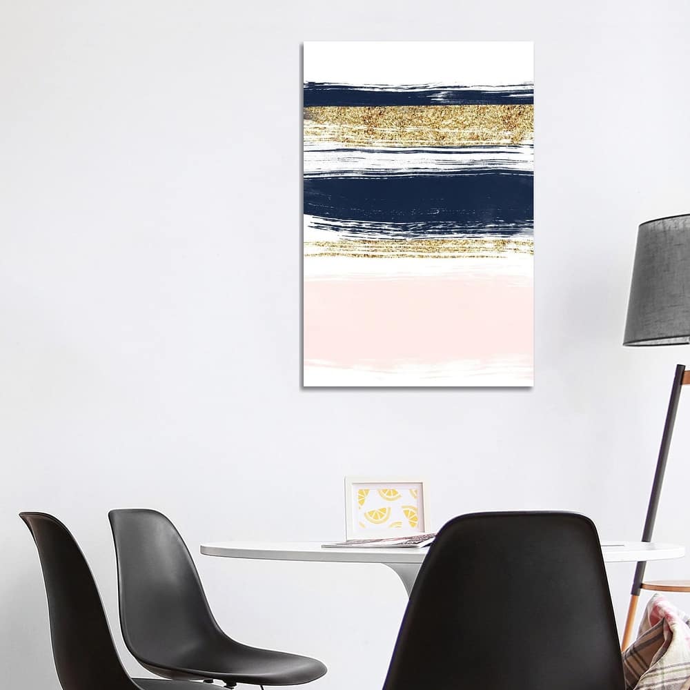 iCanvas "Lux Navy And Pink Paint Stripes" by Pixy Paper Canvas Print