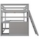 preview thumbnail 15 of 34, Full Size Loft Bed with Desk and Shelves, 2 Built-in Drawers, Gray