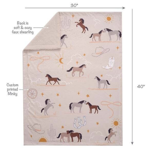 Lambs & Ivy Country Western Cowboy/Cowgirl Soft Warm Fleece Baby Blanket