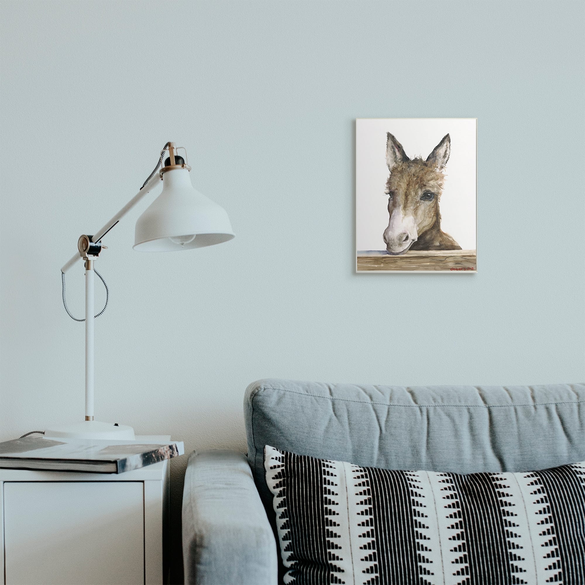 Stupell Baby Donkey Portrait Adorable Farm Animal Wood Wall Art White