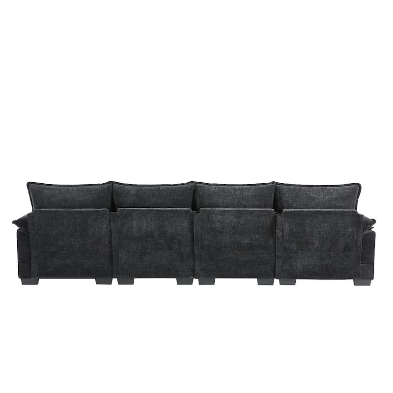 Modern Modular U-shaped Sectional Sofa, Chenille Cloud Couch Set