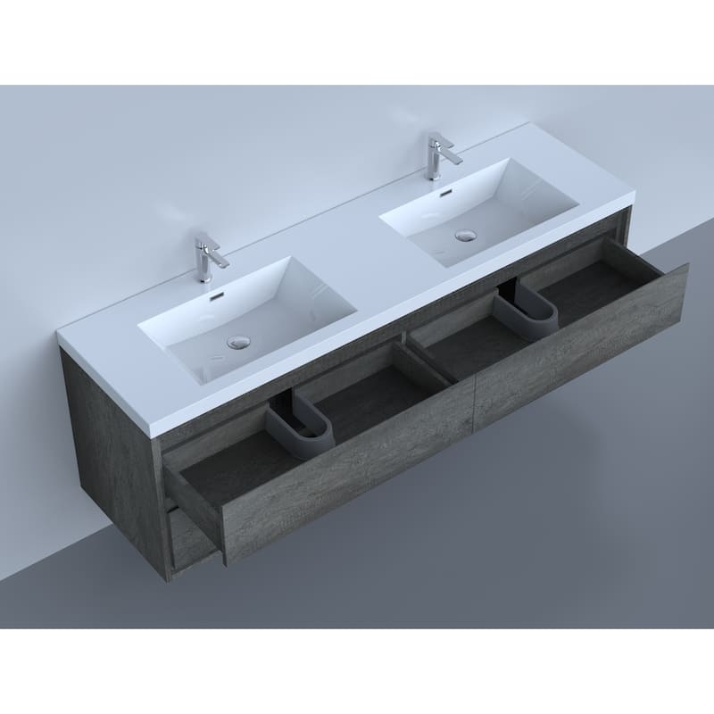 Sage 72" wall mounted bathroom vanity with double basin acrylic top
