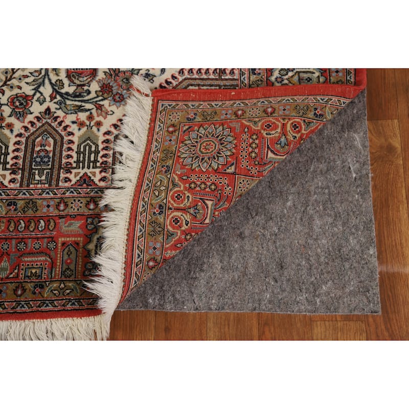 Hand Knotted Oriental Kork Wool Carpet Traditional Floral Beige & Ivories Qum Area Rug - 7' 2'' X 4' 9''