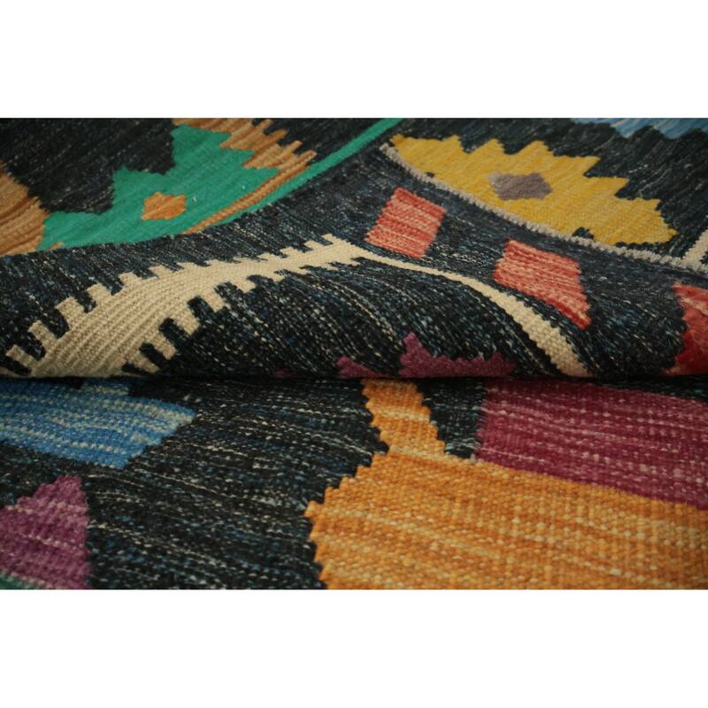 Hand Woven Oriental 100% Wool Carpet Southwestern Tribal Multi-Colored Kilim Area Rug - 9' 10'' X 6' 3''