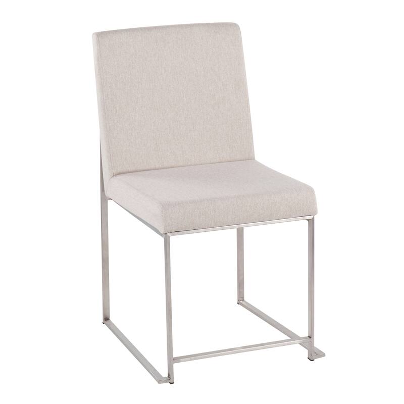 Silver Orchid Forrest High Back Stainless Steel Dining Chair (Set of 2) - Beige Fabric