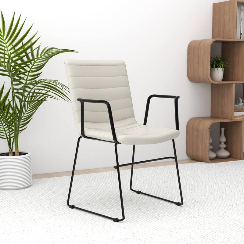 Zylar Ergonomic Guest Chair with Leather, Stainless Steel Base, High-Density Foam, Modern Design for Office or Waiting Room