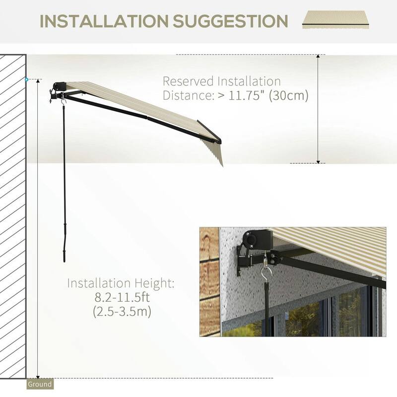 12'x10' Retractable Awning,UV Resistant Sunshade Shelter for Deck,Yard