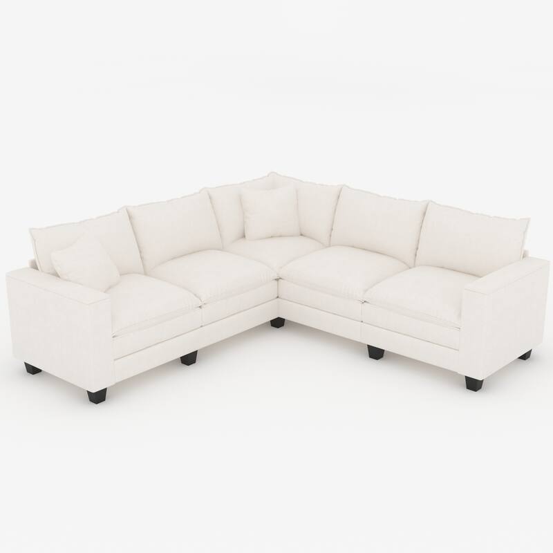 GDFStudio - Chenille L-Shaped 97" 5-Seater Sectional Sofa with Armrest Storage