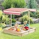 preview thumbnail 2 of 3, Kids Wooden Sandbox, Covered Children Sand Playset Outdoor, w/ Adjustable Canopy Shade