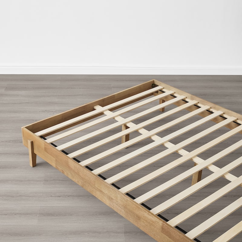 Spruce & Spring Modern Bouclé Platform Bed with Upholstered Headboard & Solid Wood Frame