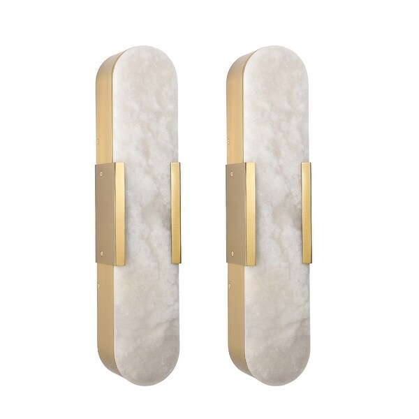 Natural Marble and Gold Wall Sconce Set of 2