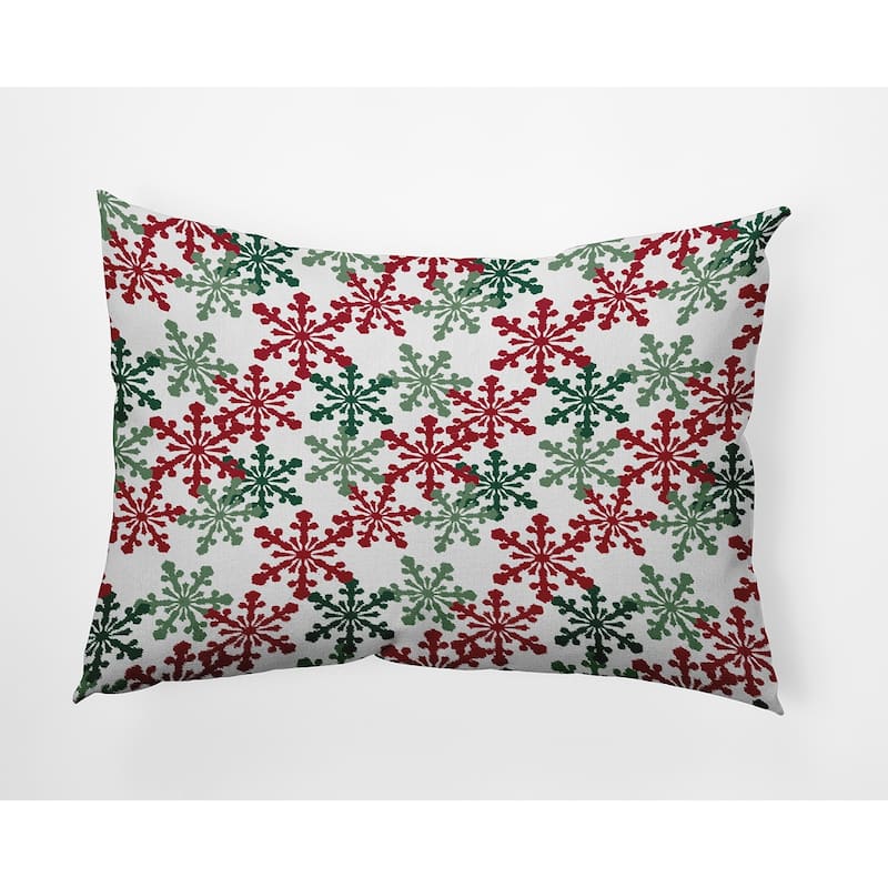 Snow Fall Winter Indoor/Outdoor Throw Pillow - 14" x 20" - Haute Red