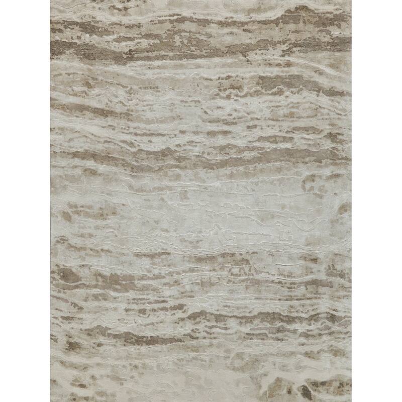 Travertine Beige Wool/Bamboo Silk handloomed Area Rug