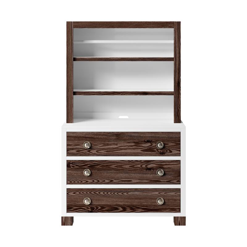 Milk Street True Hutch/Bookcase - Brown/White