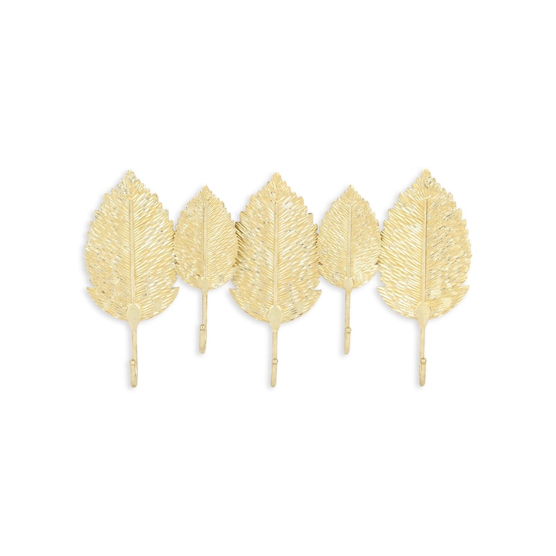 Five Overlapping Grove Leaves Coat Hanger - Gold - 18.25"