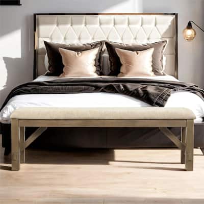 Wood Fabric Upholstered Dining Bench