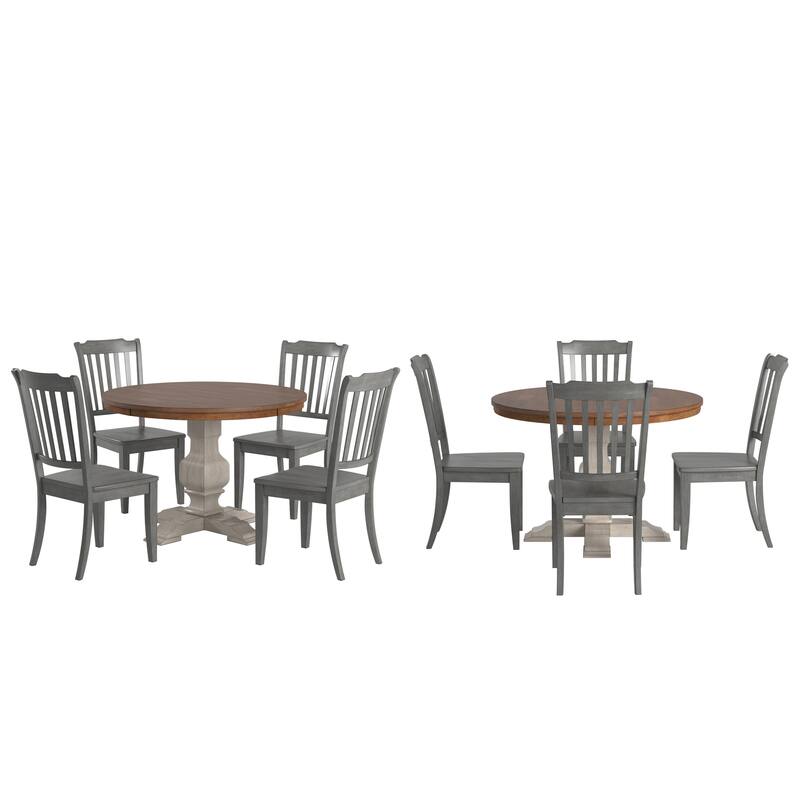 Ronda 45" Round Solid Wood Top Dining Set with Spindle Back Chairs