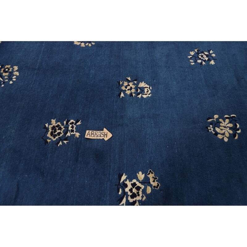 Vegetable Dye Floral Peking Chinese Area Rug Hand-Knotted Wool Carpet - 9'10"x 13'5"