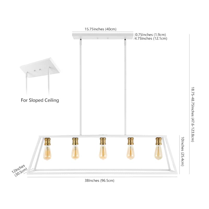 Staunton 38" 5-Light Adjustable Iron Farmhouse Vintage LED Dimmable Pendant, by JONATHAN Y