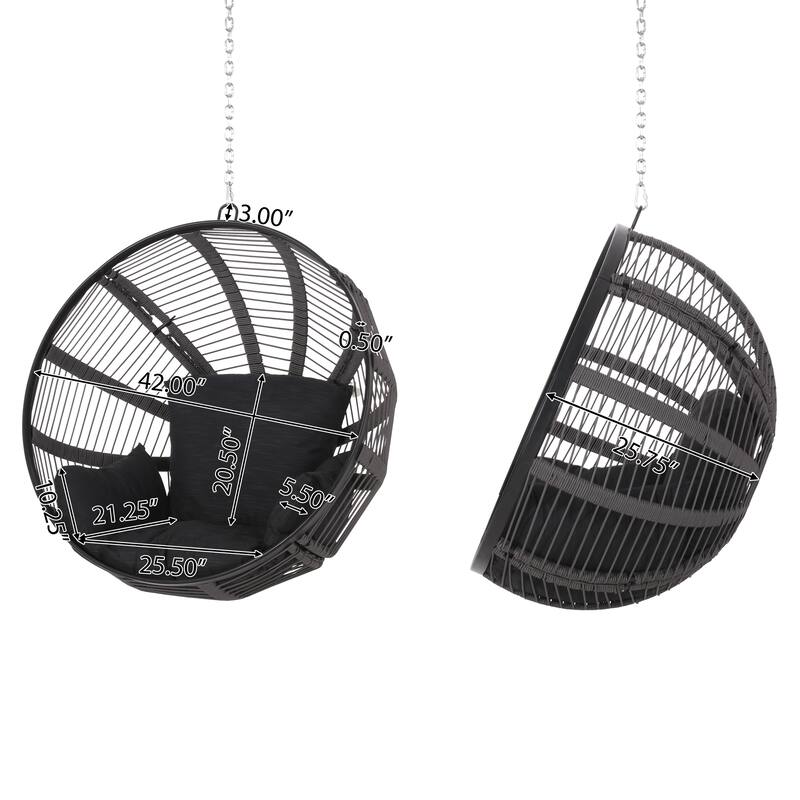 Washington Outdoor Rope and Iron Hanging Chair (No Stand) by Christopher Knight Home - 400 lb limit