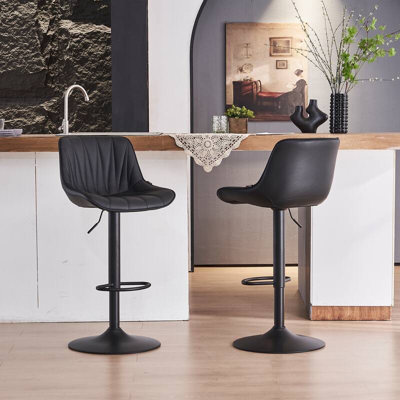 Adjustable Swivel Bar Stools Set of 2 Modern Upholstered Counter Stools