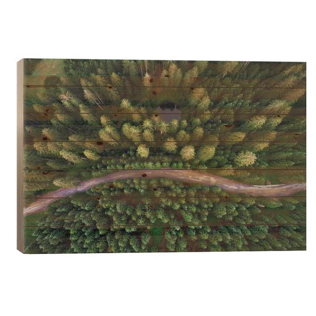 Hidden Lake Print On Wood by Ales Krivec - Multi-Color