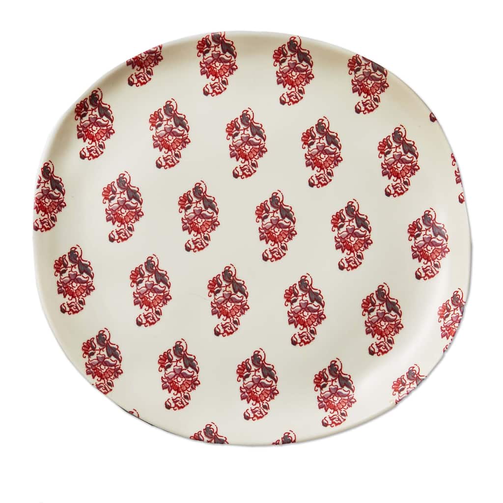 Jasmine Melamine Dinner Plate Set - Multicolor Everyday Dining Plates, Dishwasher Safe, 11" x 10.5" x 0.75"