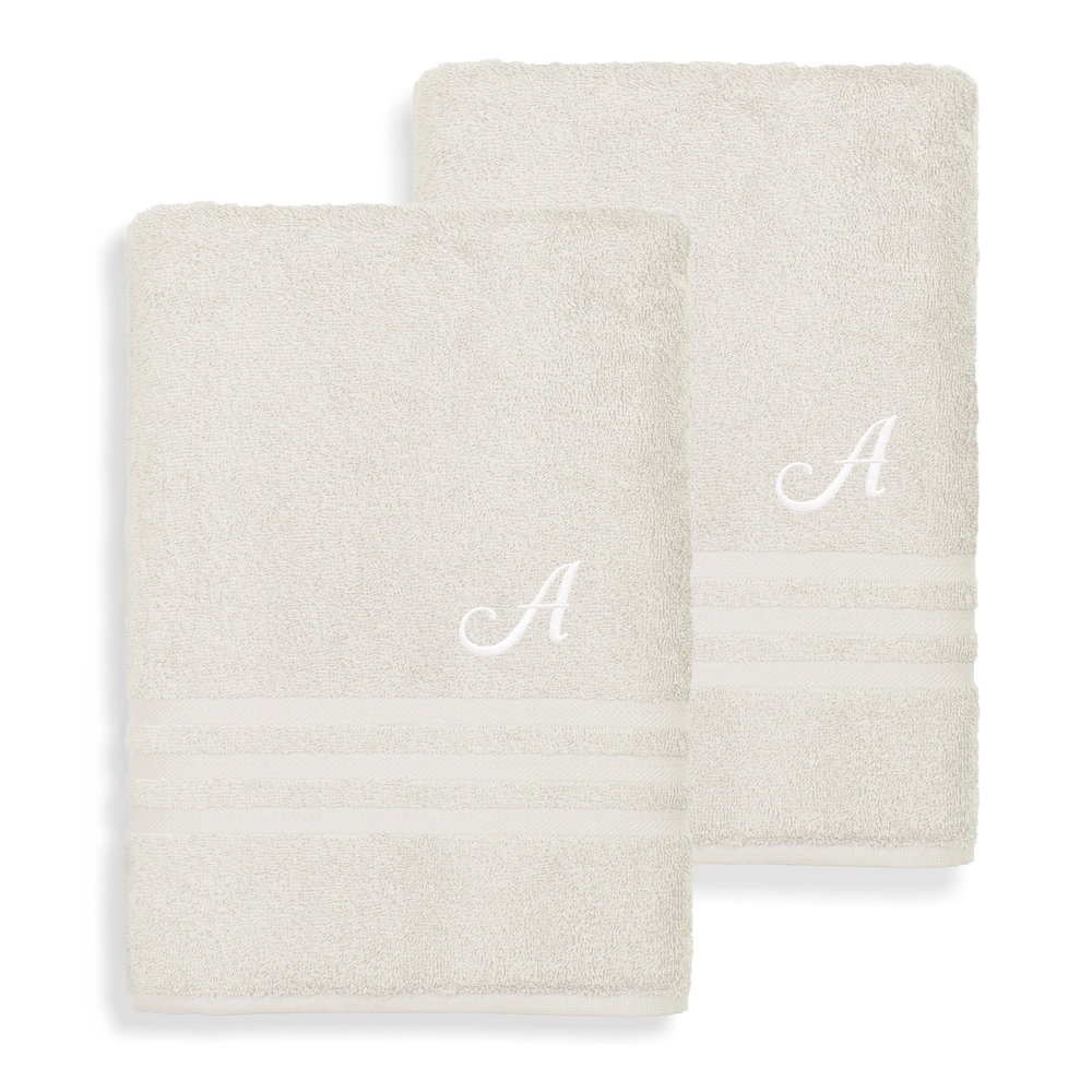 Kaufman - Personalized Luxury Hotel Quality Towels Embroidered (2 Bath Towel,  2 Hand Towel, & 2 Washcloth) White Towel Set with Monogrammed Letter 100%  Cotton for Bathroom, Kitchen and Spa. 