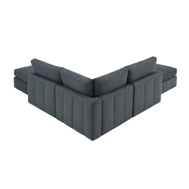 93"Modern Sectional Sofa with Vertical Stripes