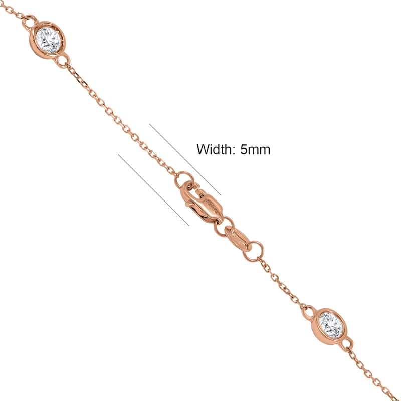 Marquee 2 Carat TW Bezel Set Diamond Station Necklace in 14K Rose Gold