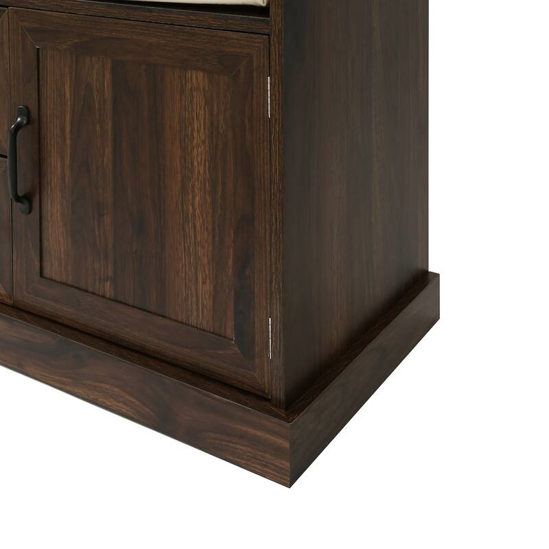 Classic Hall Tree with 3 Hooks,Coat Hanger,Storage Bench for Entrance,Hallway