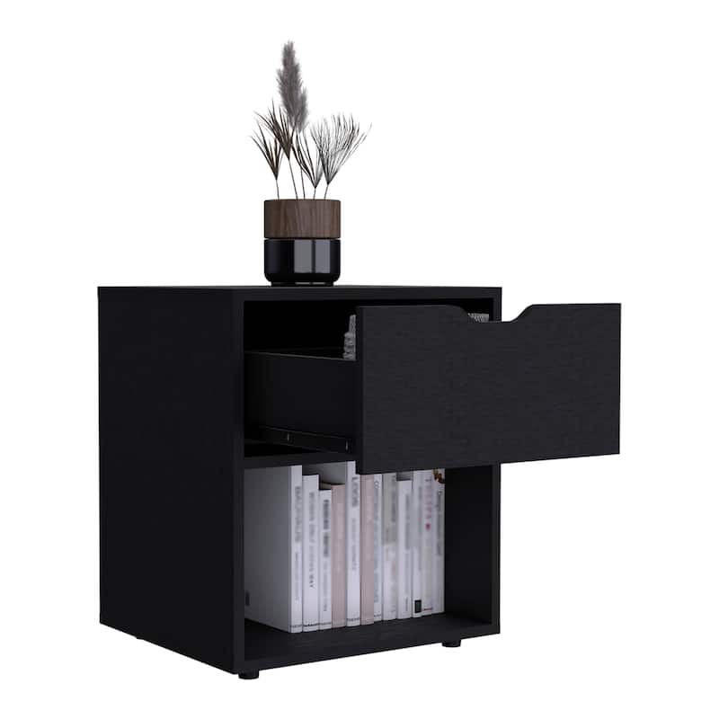Aberdeeen 19.7-Inch High Nightstand End Table with Open Shelf