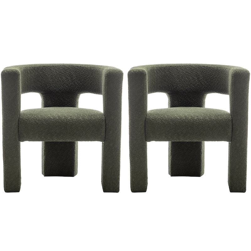KINWELL 28" Wide Boucle Upholstered Square Armchair (Set of 2)