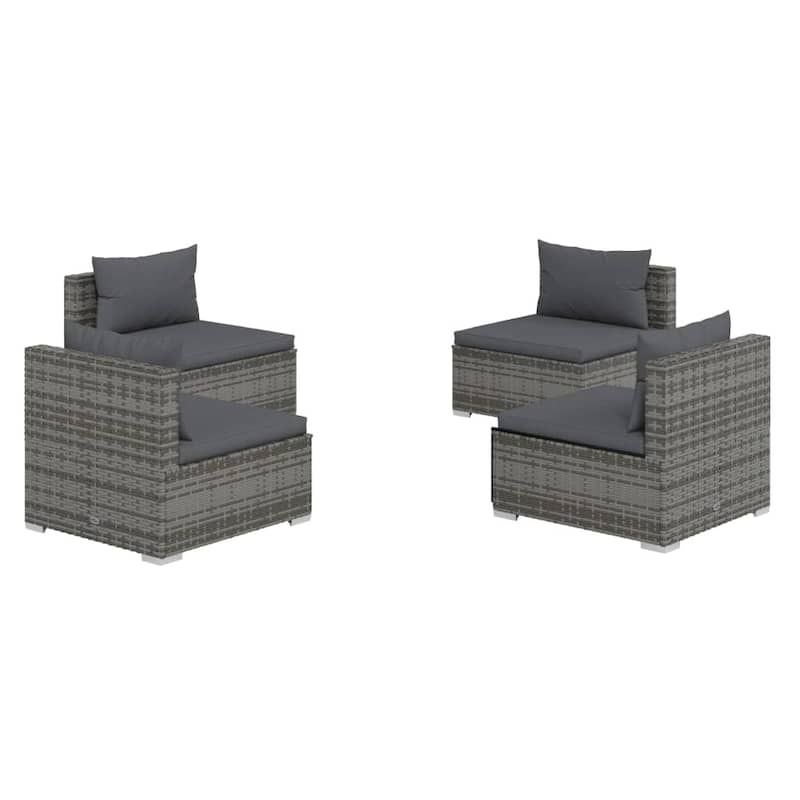vidaXL Patio Lounge Set Outdoor Sectional Sofa Set Table Garden Poly Rattan - 27.6" x 27.6" x 23.8"