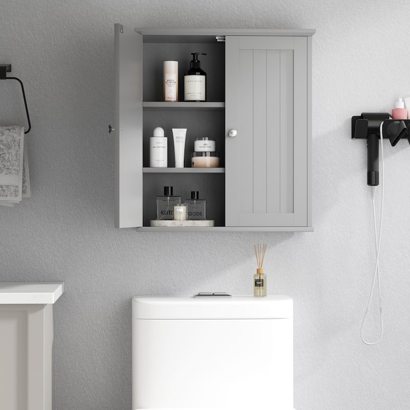 Wall-Mounted Bathroom Cabinet – Storage Cabinet for Kitchen Bathroom - Grey