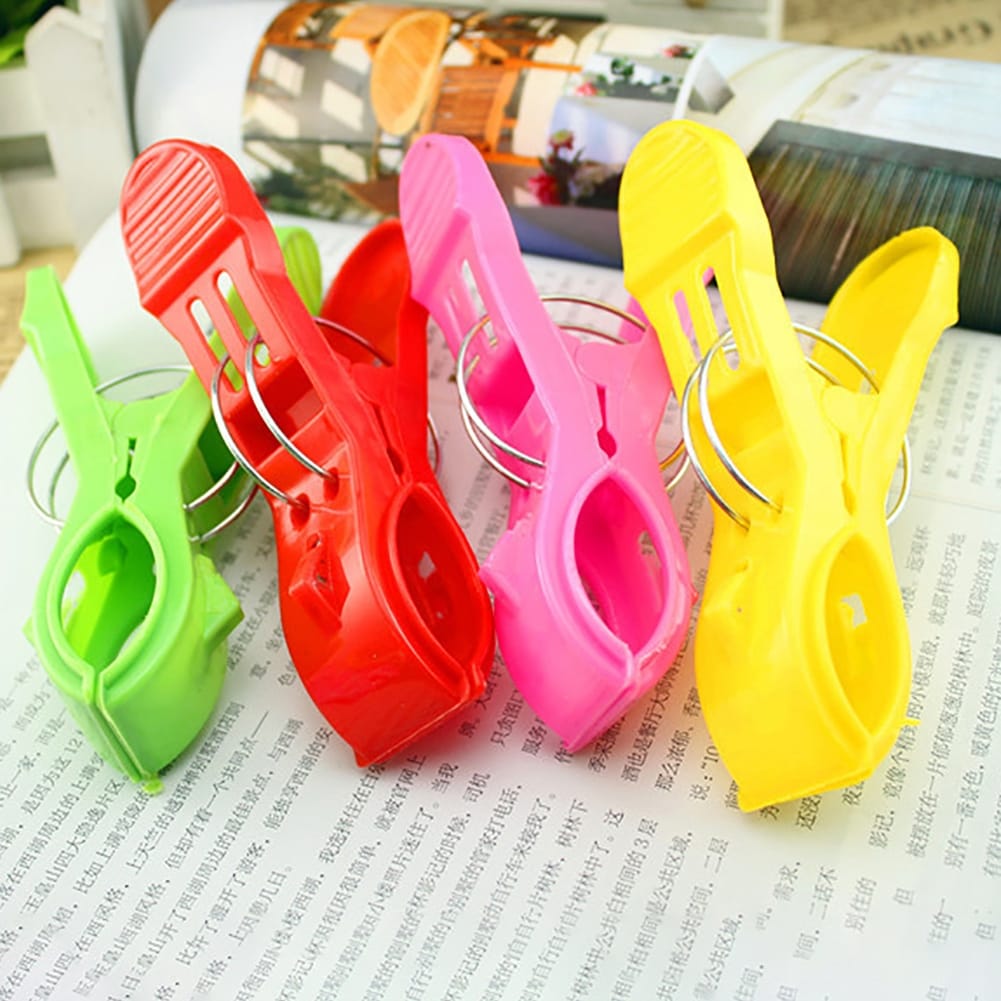 4 Pcs Plastic Colorful Large Towel Pegs Clips Quilt Clothes Drying Home Clip Use 