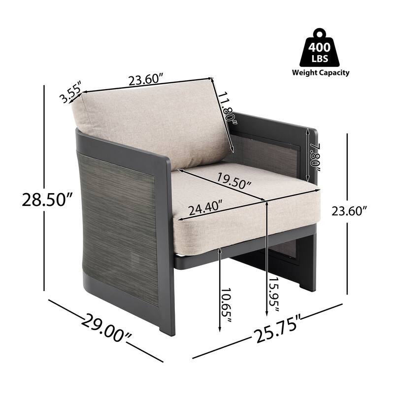 Christopher Knight Home - Modern Aluminum 3-Piece Outdoor Conversation Set with Mesh Panels and Olefin Cushions (No Table)