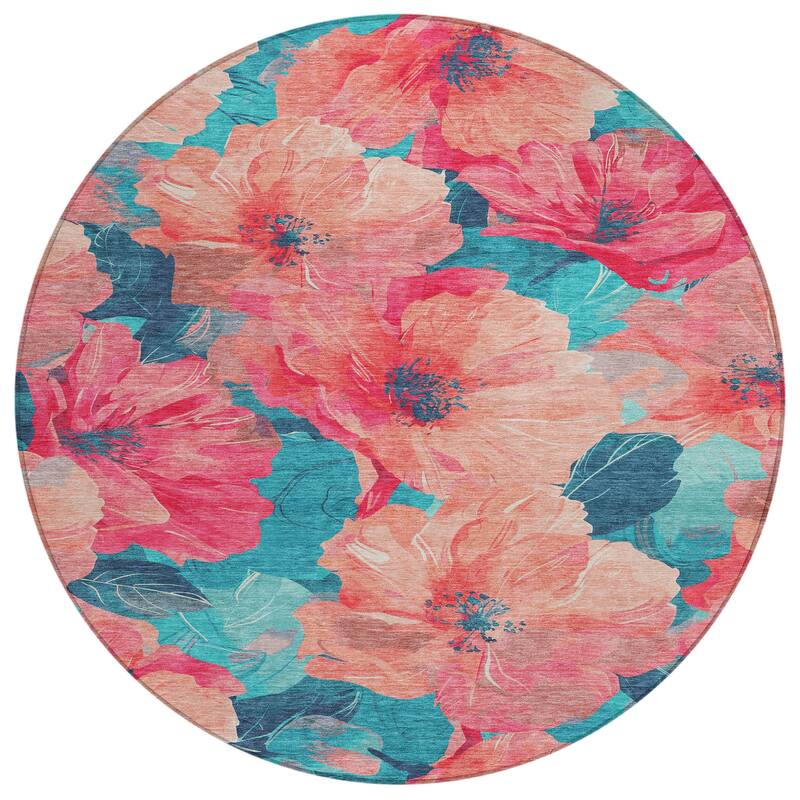 HomeRoots Floral Transitional Rectangle Outdoor Rug